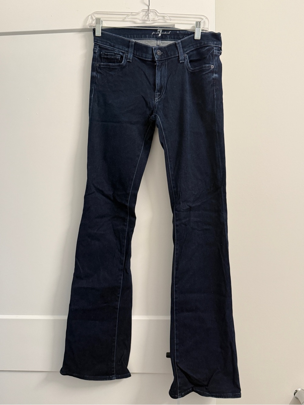 7 For All Mankind Dark Wash Skinny Bootcut Jeans, 28